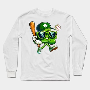 Shamrock Baseball, Funny St Patricks Day, Funny Patrick's Day Long Sleeve T-Shirt